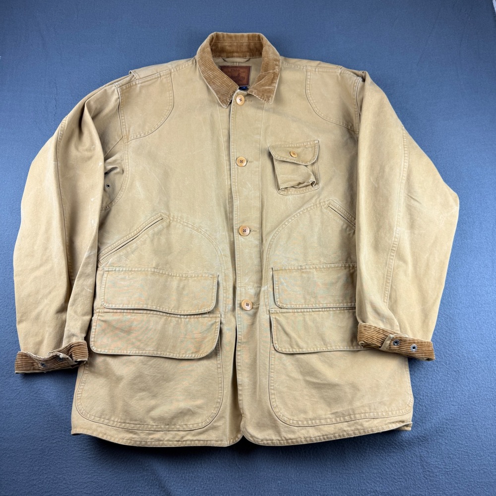 Vintage Polo Ralph Lauren Hunting Jacket Men's M Beige Sportsman Corduroy Canvas